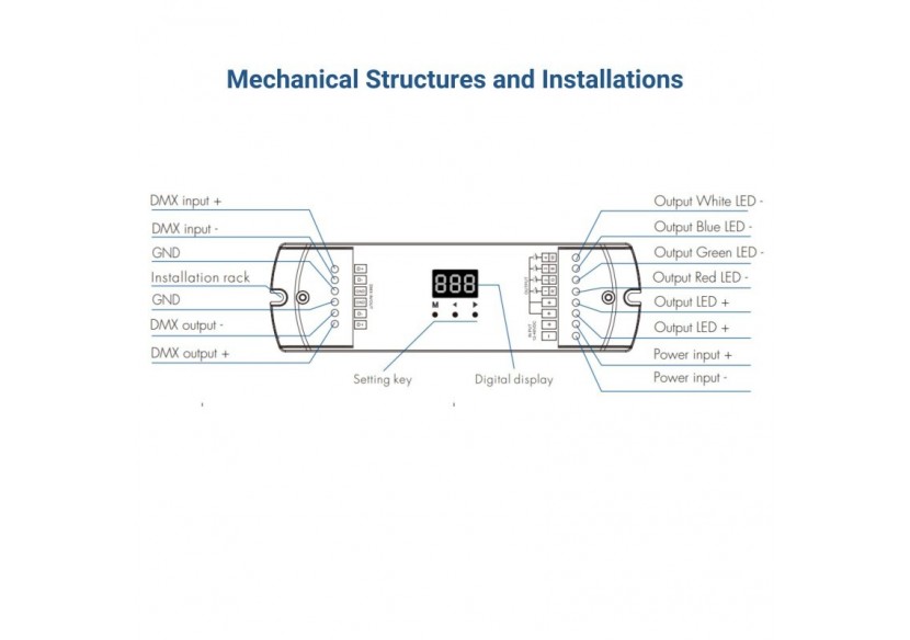Décodeur DMX512 12-48V DC-350-1200mA/canal-4 canaux - SK-D4C-L - Barcelona LED