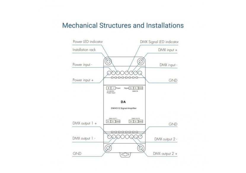 Amplificateur de signal DMX-12-36V DC-2 canaux - SK-DA - Barcelona LED