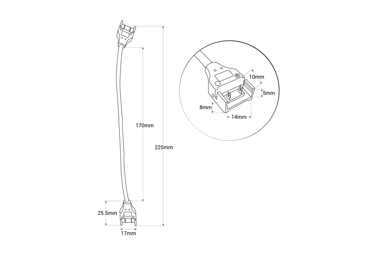 Connecteur étanche avec câble pour ruban LED COB 220V-2 broches-Ruban 12 mm-IP67 - B1536-CTT - Barcelona LED