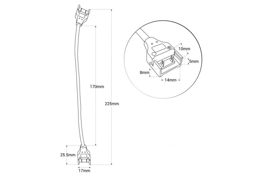 Connecteur étanche avec câble pour ruban LED COB 220V-2 broches-Ruban 12 mm-IP67 - B1536-CTT - Barcelona LED
