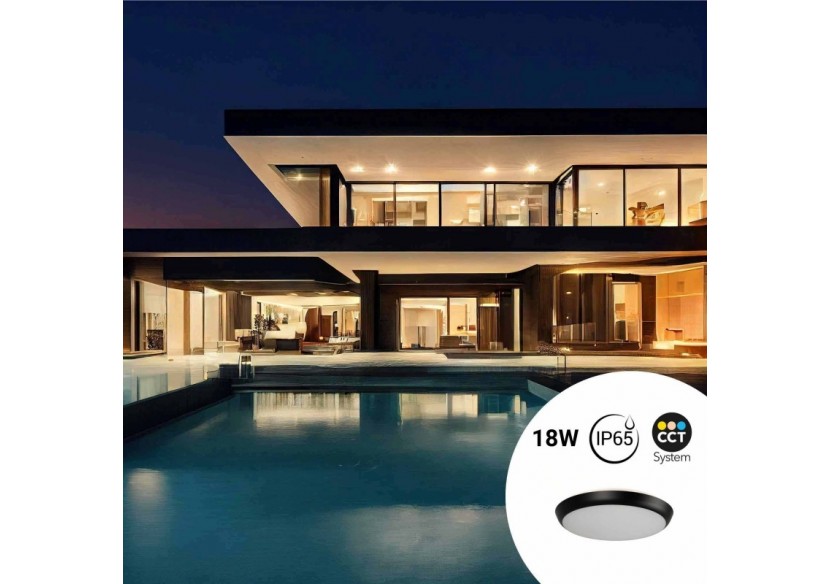 Plafonnier LED étanche CCT-18W-diamètre 25cm-1920lm-IP65 - B1760-18W-N - Barcelona LED