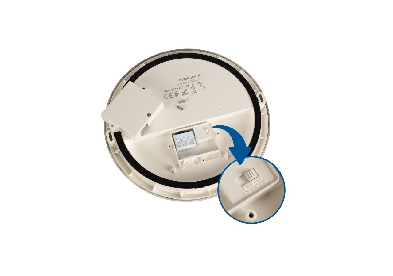 Plafonnier LED étanche CCT-18W-diamètre 25cm-1920lm-IP65 - B1760-18W-N - Barcelona LED