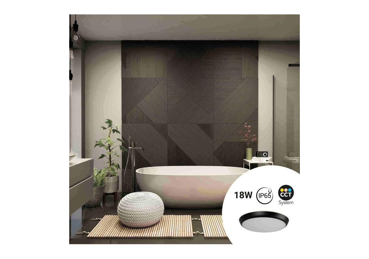 Plafonnier LED étanche CCT-18W-diamètre 25cm-1920lm-IP65 - B1760-18W-N - Barcelona LED