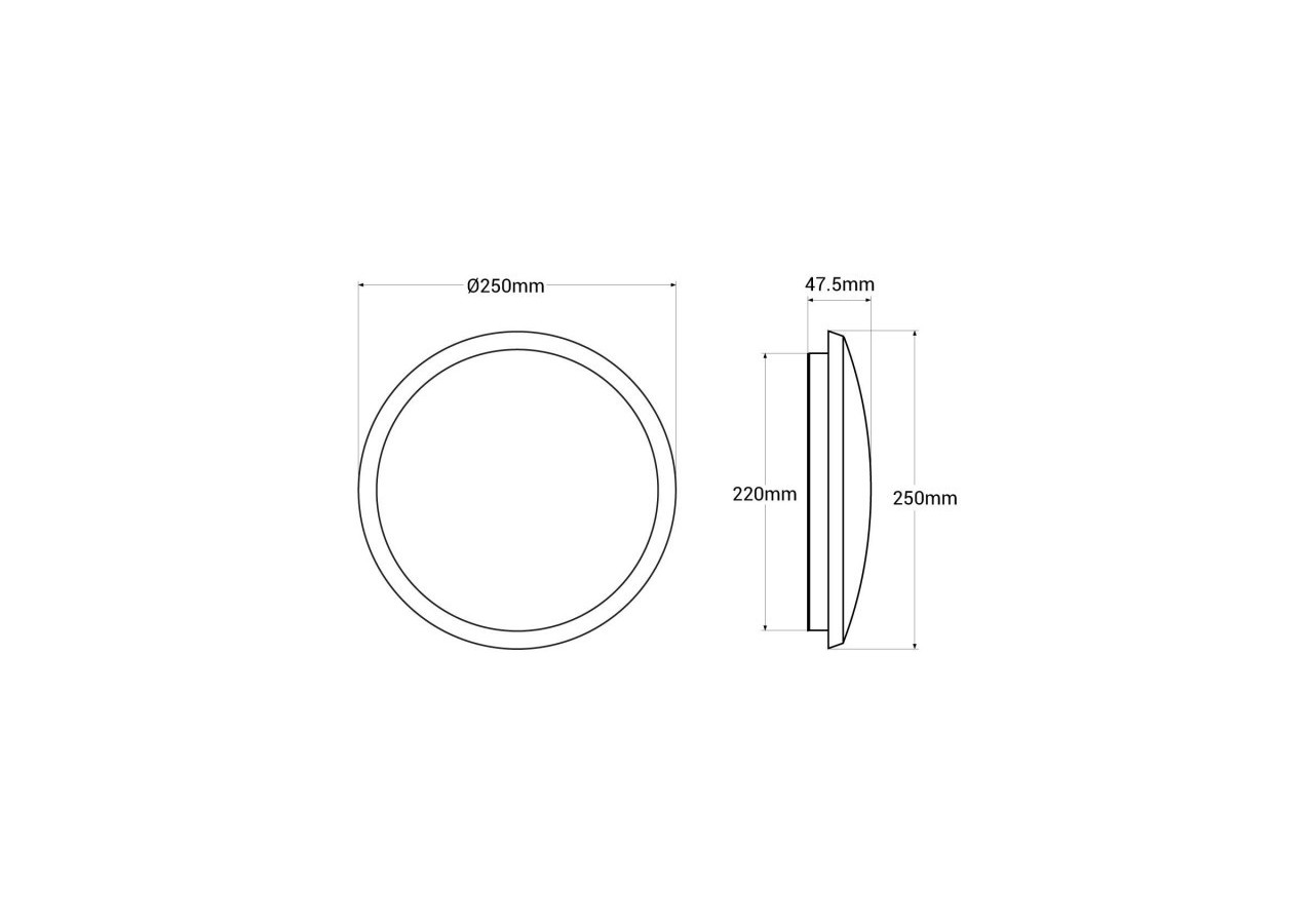 Plafonnier LED étanche CCT-18W-diamètre 25cm-1920lm-IP65 - B1760-18W-N - Barcelona LED