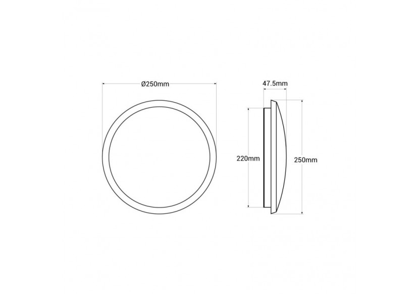Plafonnier LED étanche CCT-18W-diamètre 25cm-1920lm-IP65 - B1760-18W-N - Barcelona LED