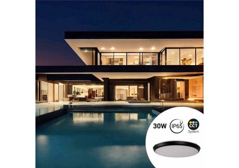 Plafonnier LED étanche CCT-30W-diamètre 35cm-3180lm-IP65 - B1760-30W-N - Barcelona LED
