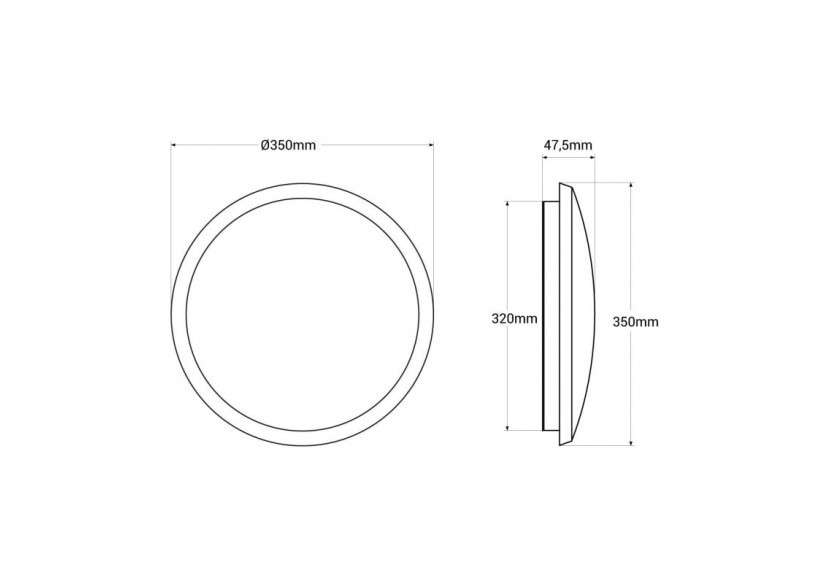 Plafonnier LED étanche CCT-30W-diamètre 35cm-3180lm-IP65 - B1760-30W-N - Barcelona LED
