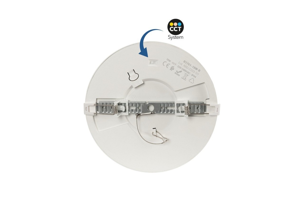 Plafonnier LED rond CCT extérieur 18W-diamètre 22,5cm-1450lm-IP44 - B1761-18W-B - Barcelona LED