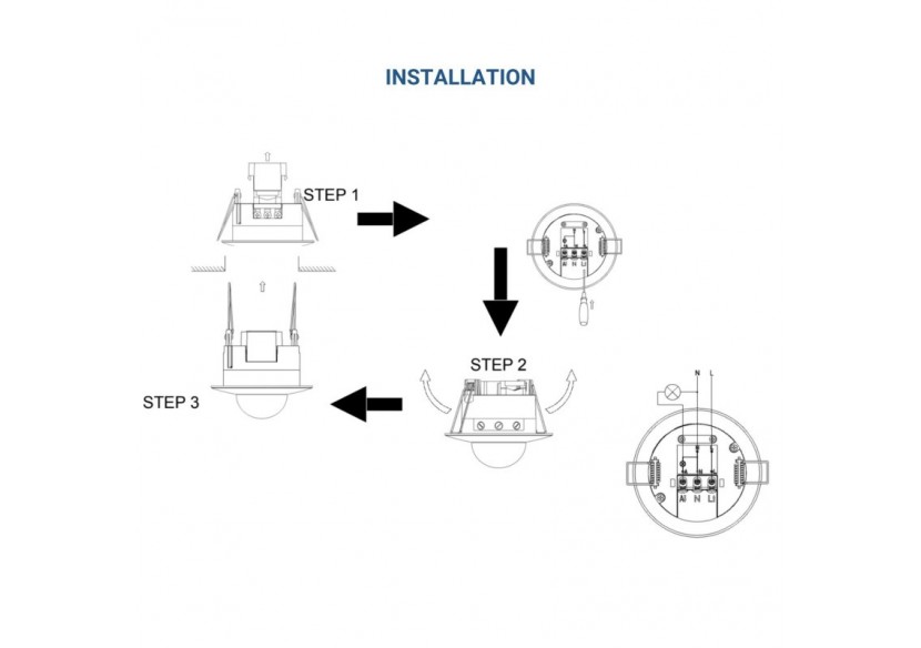 Capteur de mouvement PIR encastré avec télécommande-360 degrés-IP20 - SPS01B - Barcelona LED