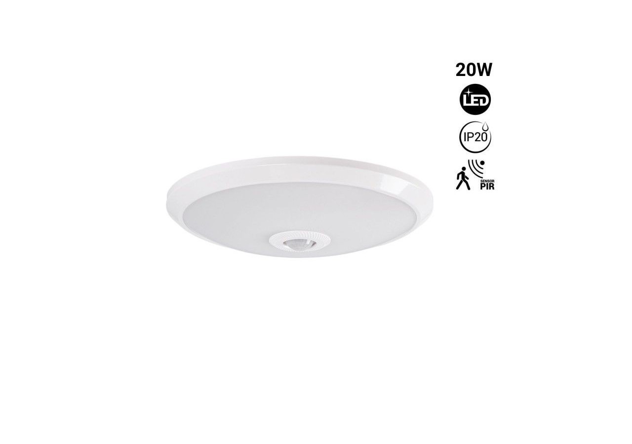 Plafonnier LED avec capteur PIR-20W-diamètre 30cm-IP20 - B1296-S-BN - Barcelona LED