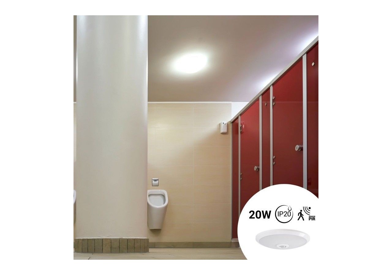 Plafonnier LED avec capteur PIR-20W-diamètre 30cm-IP20 - B1296-S-BN - Barcelona LED