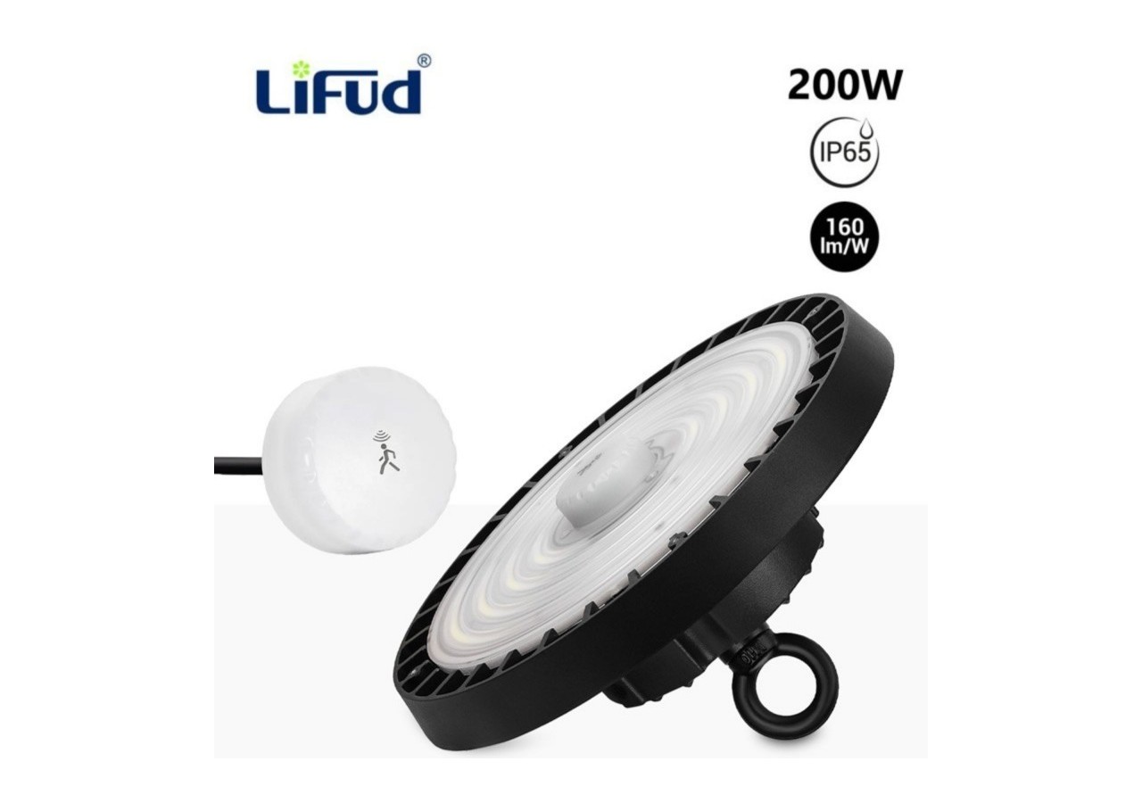 Cloche industrielle LED avec capteur de mouvement 200W-Graduable 1-10V-IP65 - K8138-200-5K-S - Barcelona LED