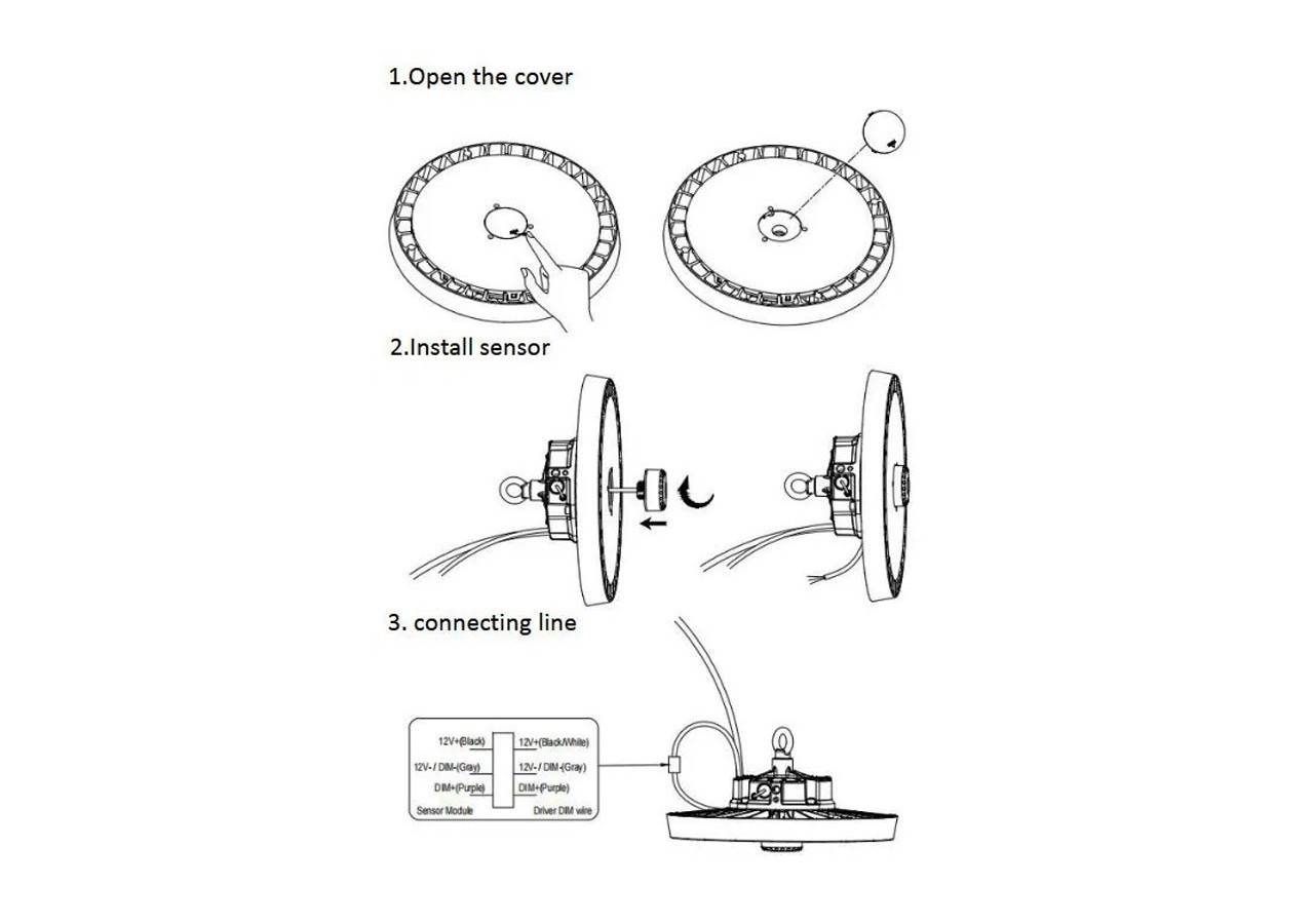 Cloche industrielle LED avec capteur de mouvement 200W-Graduable 1-10V-IP65 - K8138-200-5K-S - Barcelona LED