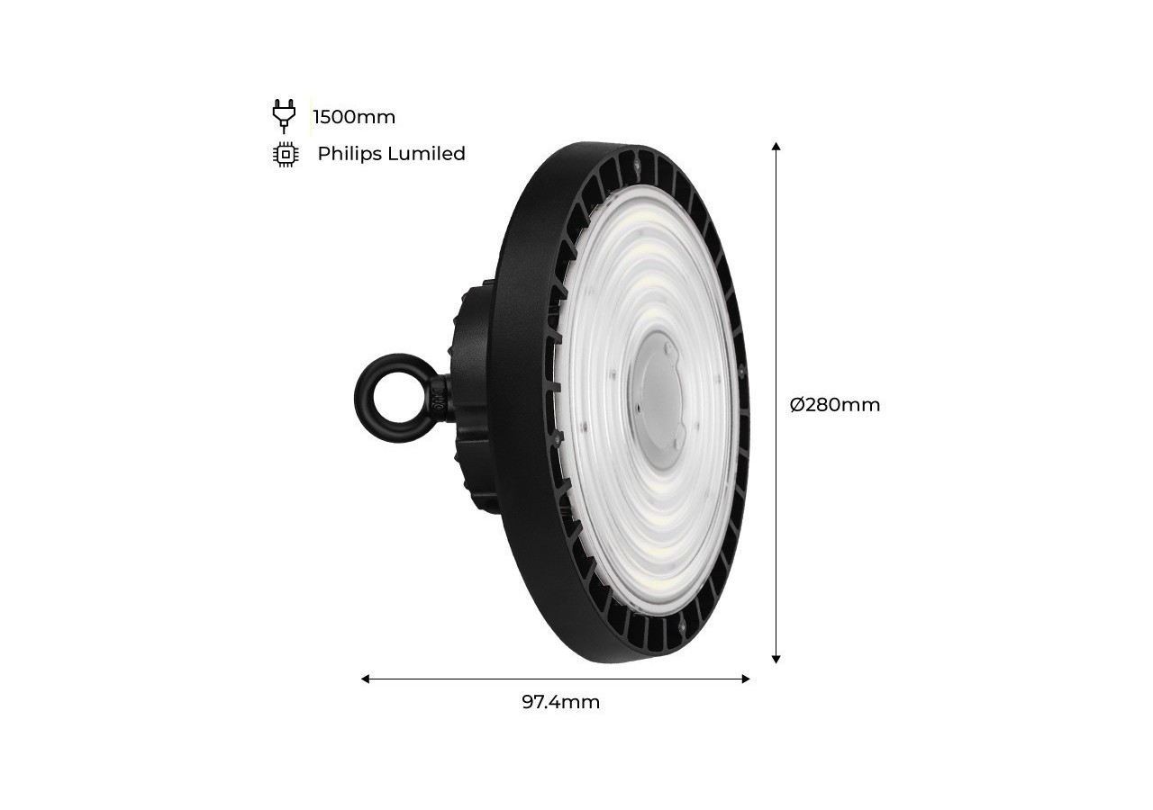 Cloche industrielle LED avec capteur de mouvement 200W-Graduable 1-10V-IP65 - K8138-200-5K-S - Barcelona LED