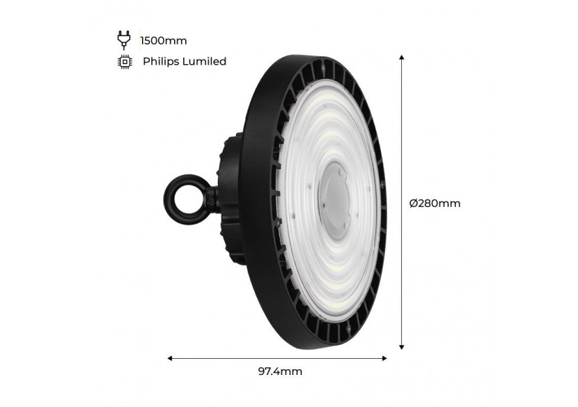 Cloche industrielle LED avec capteur de mouvement 200W-Graduable 1-10V-IP65 - K8138-200-5K-S - Barcelona LED
