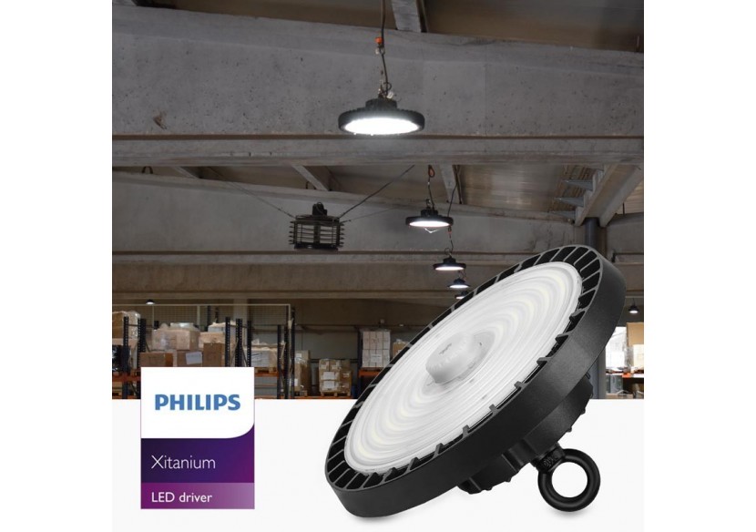 Cloche industrielle LED avec capteur de mouvement 150W-Driver Philips-Dimmable 1-10V-IP65 - K8137-150-4K-S - Barcelona LED
