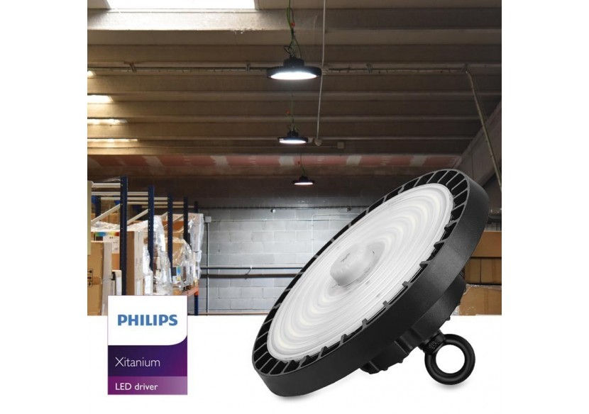 Cloche industrielle LED avec capteur de mouvement 150W-Driver Philips-Dimmable 1-10V-IP65 - K8137-150-4K-S - Barcelona LED