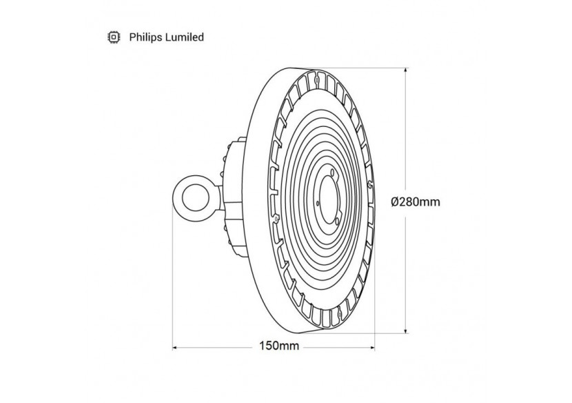 Cloche industrielle LED avec capteur de mouvement 150W-Driver Philips-Dimmable 1-10V-IP65 - K8137-150-4K-S - Barcelona LED