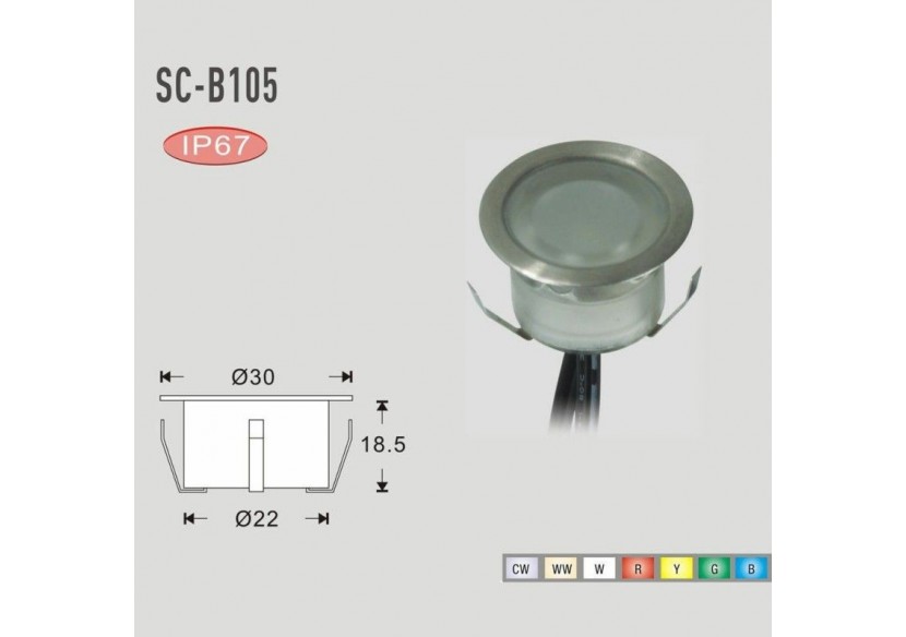 Balise LED encastrable au sol IP67 0,3W 12V-CC - BA50013-BC - Barcelona LED