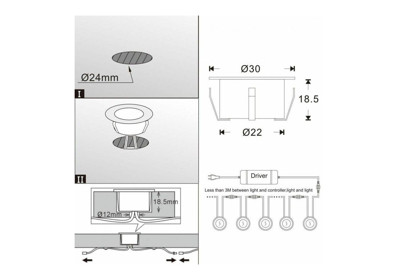 Balise LED encastrable au sol IP67 0,3W 12V-CC - BA50013-BC - Barcelona LED