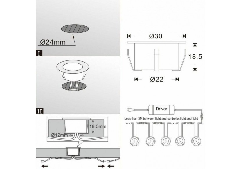Balise LED encastrable au sol IP67 0,3W 12V-CC - BA50013-BC - Barcelona LED