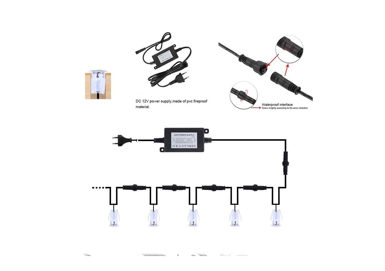 Kit de spots LED encastrables escalier ou sol 0,4W 12V/CC - BA50003-BC - Barcelona LED