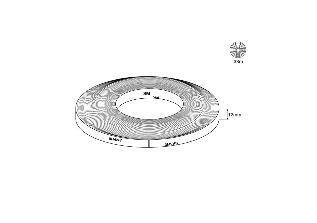 Ruban adhésif 3M pour bande LED 12mm-Double face-IP67- Bobine de 33m - 3M-12mm-IP67 - Barcelona LED