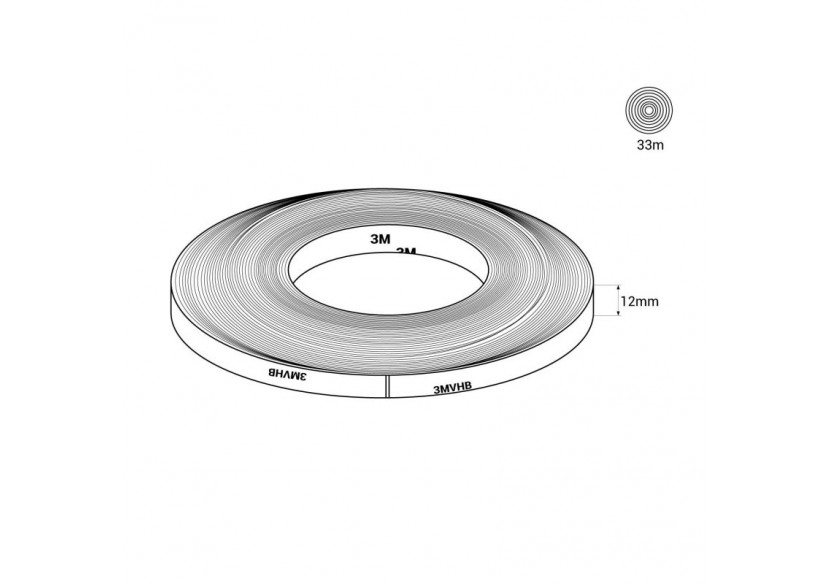 Ruban adhésif 3M pour bande LED 12mm-Double face-IP67- Bobine de 33m - 3M-12mm-IP67 - Barcelona LED