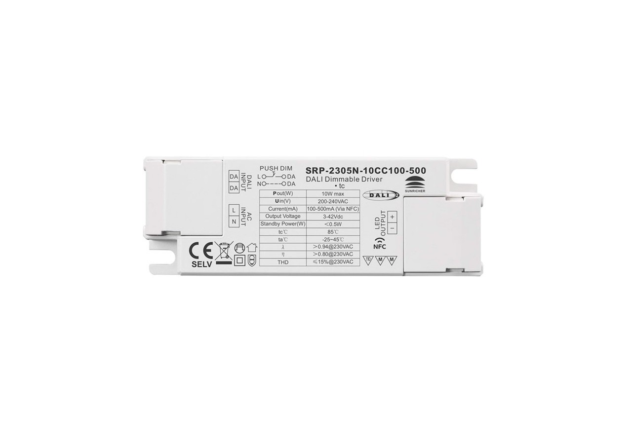 Driver DALI DT6 monochrome dimmable 220-240V-Sortie 3-42V DC-10W (100-500mA) - SRP-2305N-10CC100-500 - Barcelona LED