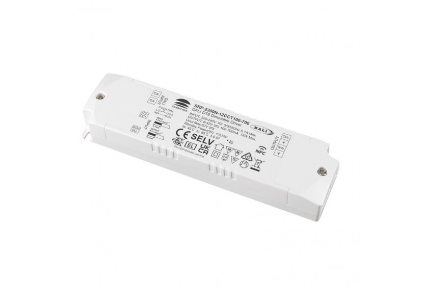 Driver DALI dimmable DT8 CCT 220-240V-Sortie 6-42V DC-100-700mA-12W - SRP-2309N-12CCT100-700 - Barcelona LED