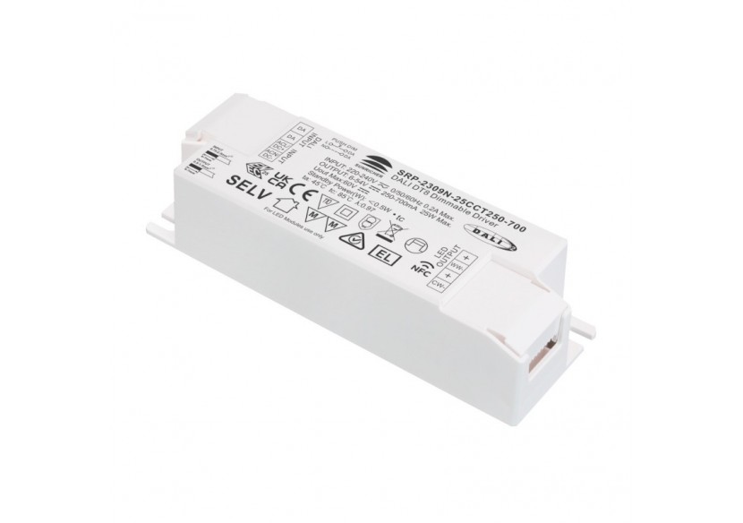Driver DALI dimmable DT8 CCT 220-240V-Sortie 6-54V DC-250-700mA-25W - SRP-2309N-25CCT250-700 - Barcelona LED Driver DALI dimmable DT8 CCT 220-240V-Sortie 6-54V DC-250-700mA-25W - SRP-2309N-25CCT250-700 - Barcelona LED