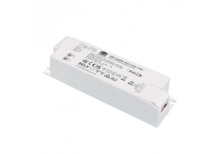 Driver DALI dimmable DT8 CCT 220-240V-Sortie 6-54V DC-500-1400mA-45W - SRP-2309N-45CCT500-1400 - Barcelona LED