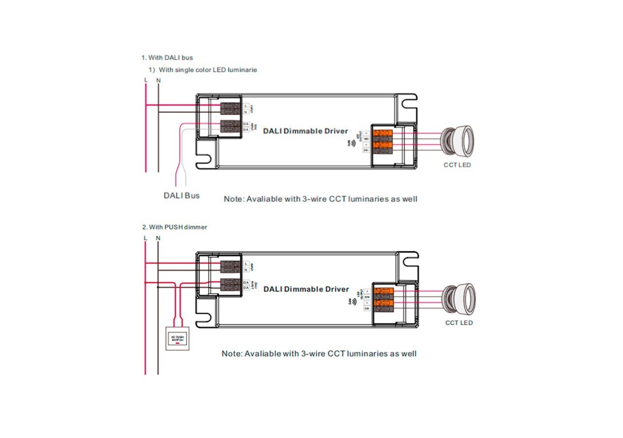 Driver DALI dimmable DT8 CCT 220-240V-Sortie 6-54V DC-500-1400mA-45W - SRP-2309N-45CCT500-1400 - Barcelona LED