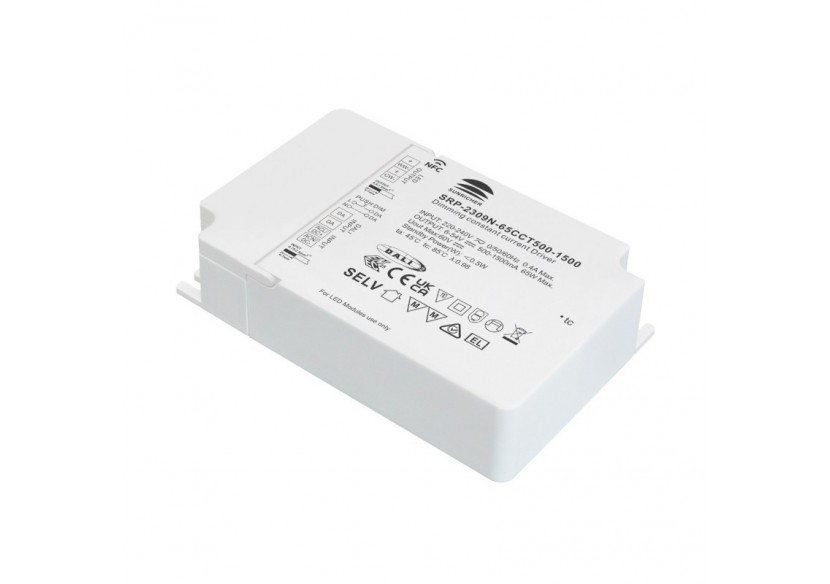 Driver DALI dimmable DT8 CCT 220-240V-Sortie 6-54V DC-500-1500mA-65W - SRP-2309N-65CCT500-1500 - Barcelona LED Driver DALI dimmable DT8 CCT 220-240V-Sortie 6-54V DC-500-1500mA-65W - SRP-2309N-65CCT500-1500 - Barcelona LED