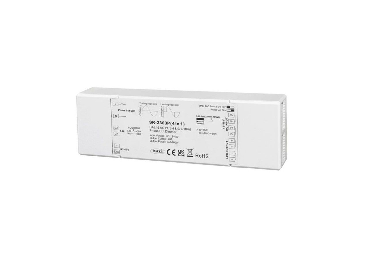 Contrôleur LED 4-en-1-12-48V DC-TRIAC + 0/1-10V + DALI + PUSH - SR-2303P - Barcelona LED
