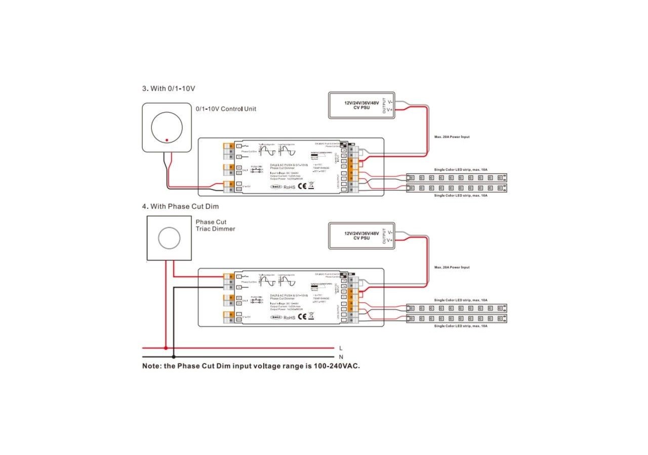 Contrôleur LED 4-en-1-12-48V DC-TRIAC + 0/1-10V + DALI + PUSH - SR-2303P - Barcelona LED