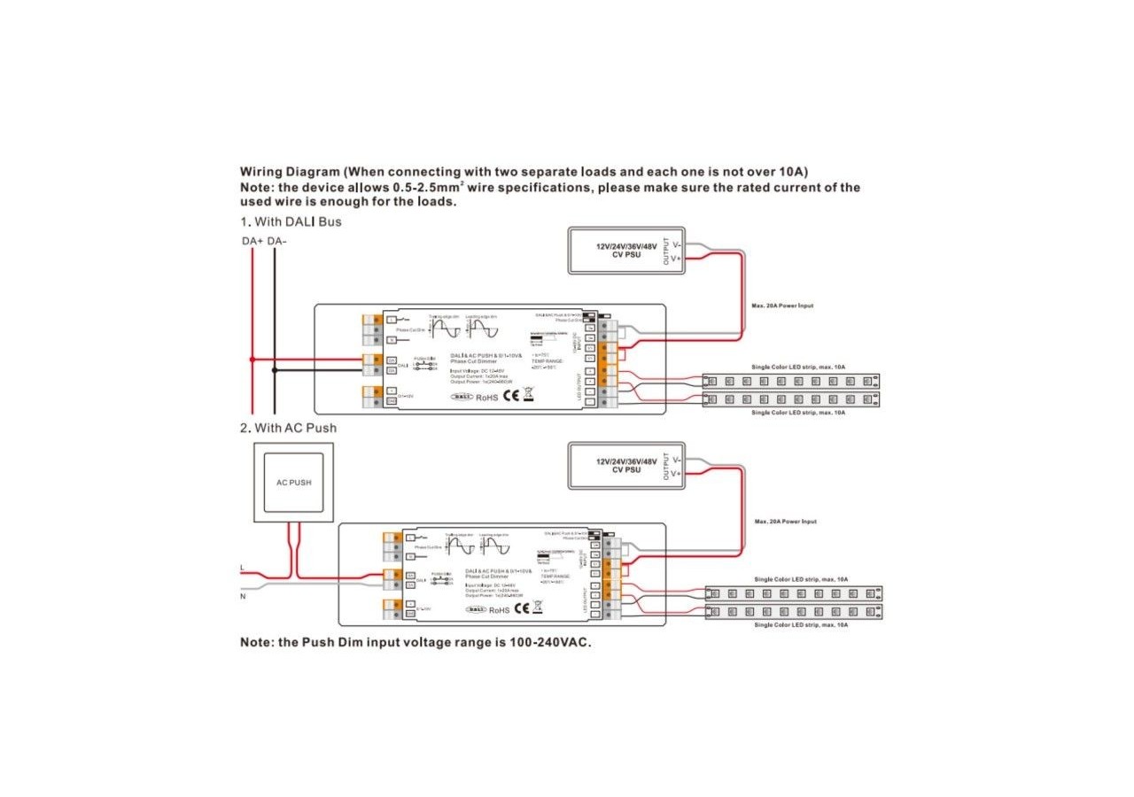 Contrôleur LED 4-en-1-12-48V DC-TRIAC + 0/1-10V + DALI + PUSH - SR-2303P - Barcelona LED