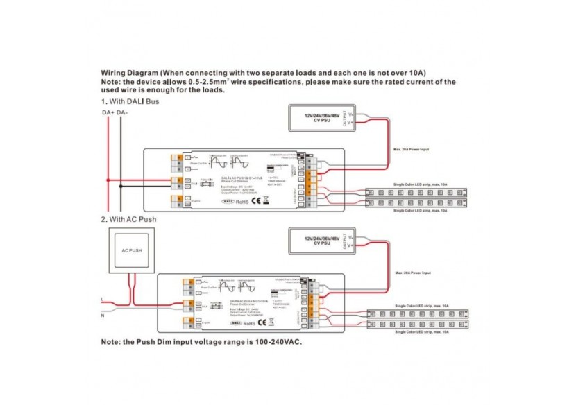 Contrôleur LED 4-en-1-12-48V DC-TRIAC + 0/1-10V + DALI + PUSH - SR-2303P - Barcelona LED