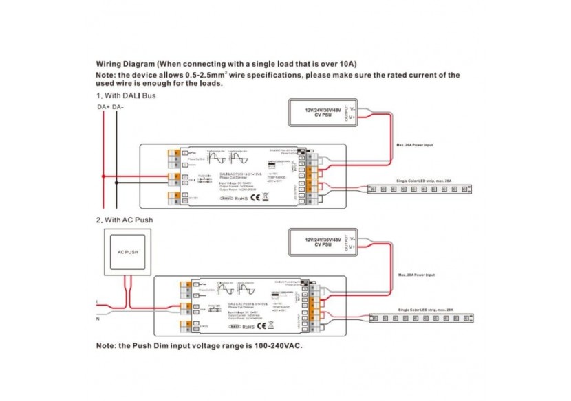 Contrôleur LED 4-en-1-12-48V DC-TRIAC + 0/1-10V + DALI + PUSH - SR-2303P - Barcelona LED