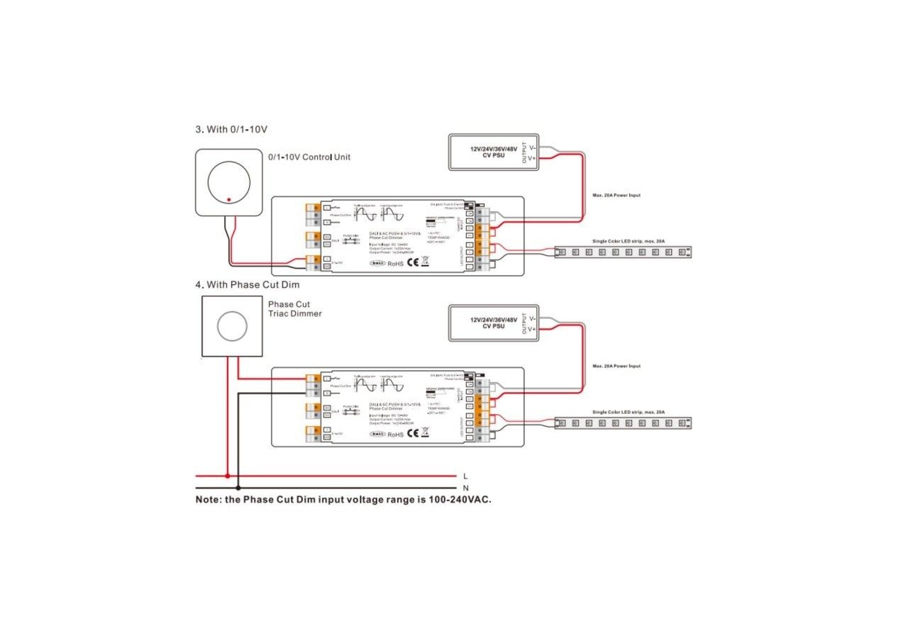 Contrôleur LED 4-en-1-12-48V DC-TRIAC + 0/1-10V + DALI + PUSH - SR-2303P - Barcelona LED