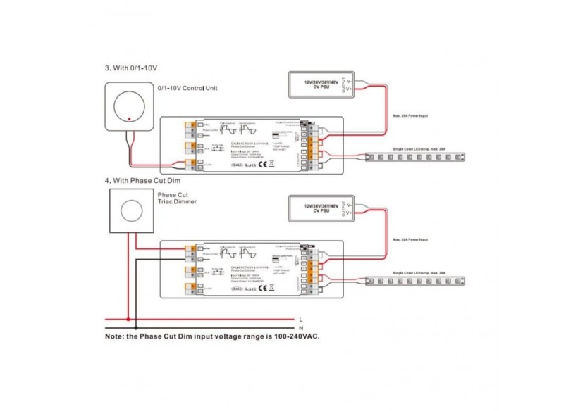 Contrôleur LED 4-en-1-12-48V DC-TRIAC + 0/1-10V + DALI + PUSH - SR-2303P - Barcelona LED