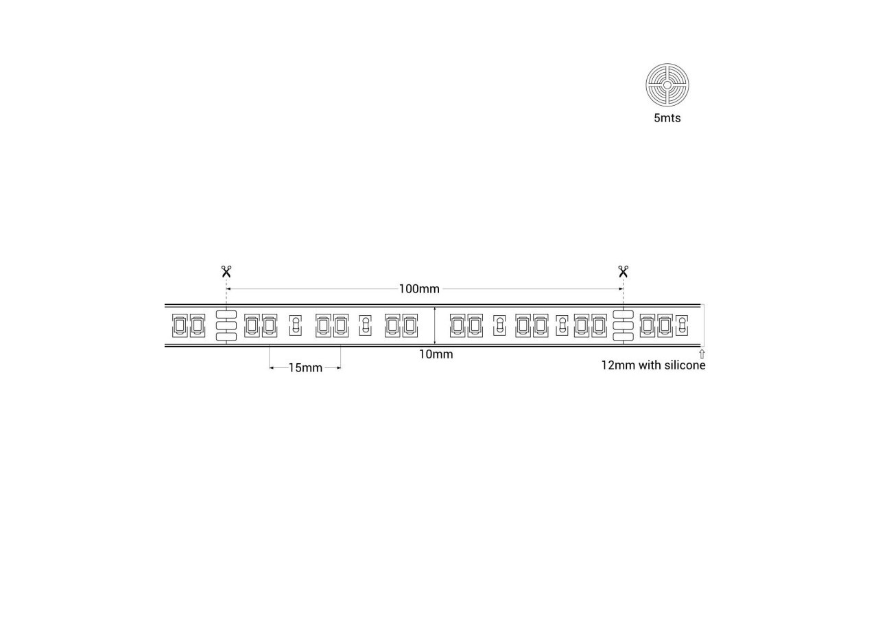 Ruban LED 24V-DC-90W-IP67-Température de couleur dimmable CCT-1800-6500K-SMD2835-Rouleau de 5m - B1515-D-IP67 - Barcelona LED