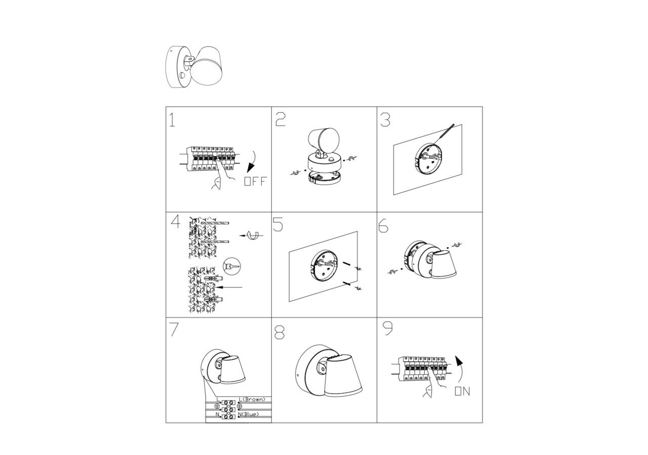 Applique murale d'extérieur avec capteur PIR "Stan"-12,5W-Orientable-3000K-IP54 - L5068-S - Barcelona LED