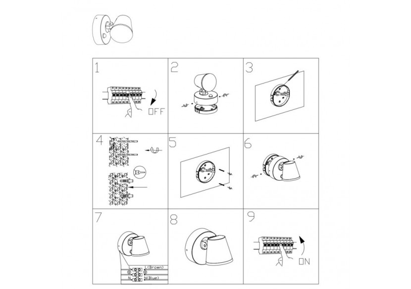 Applique murale d'extérieur avec capteur PIR "Stan"-12,5W-Orientable-3000K-IP54 - L5068-S - Barcelona LED