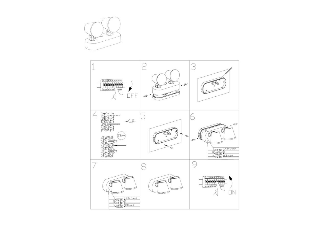 Applique murale d'extérieur double "Tura" avec capteur PIR-20,5W-Orientable-3000K-IP54 - L5069-S - Barcelona LED