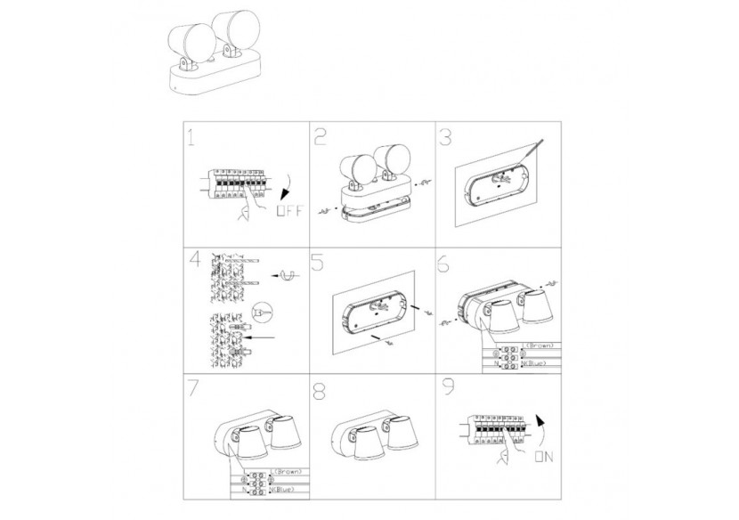 Applique murale d'extérieur double "Tura" avec capteur PIR-20,5W-Orientable-3000K-IP54 - L5069-S - Barcelona LED