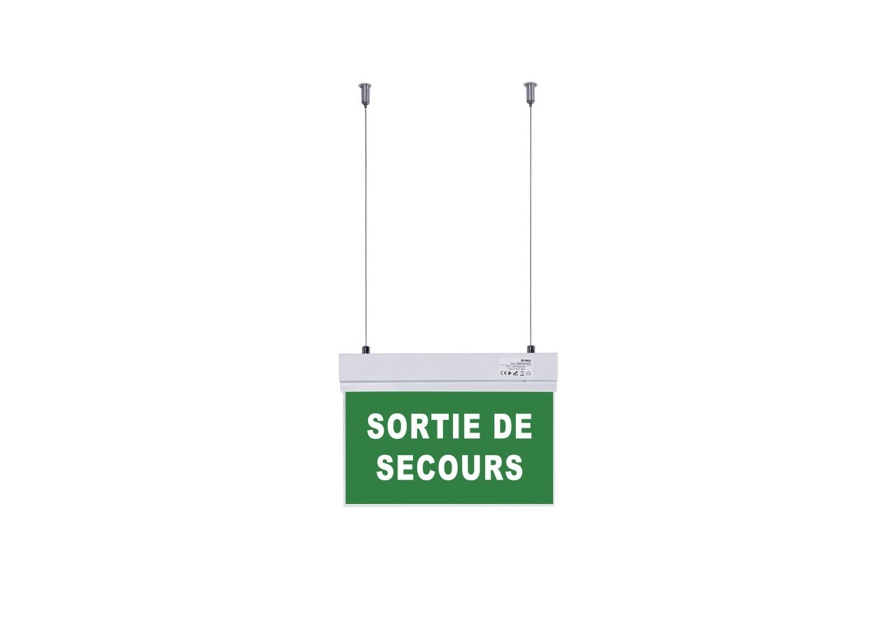 Bloc autonome d'éclairage de sécurité avec panneau "SORTIE DE SECOURS"-Suspension - K-B1062-SSECOURS - Barcelona LED