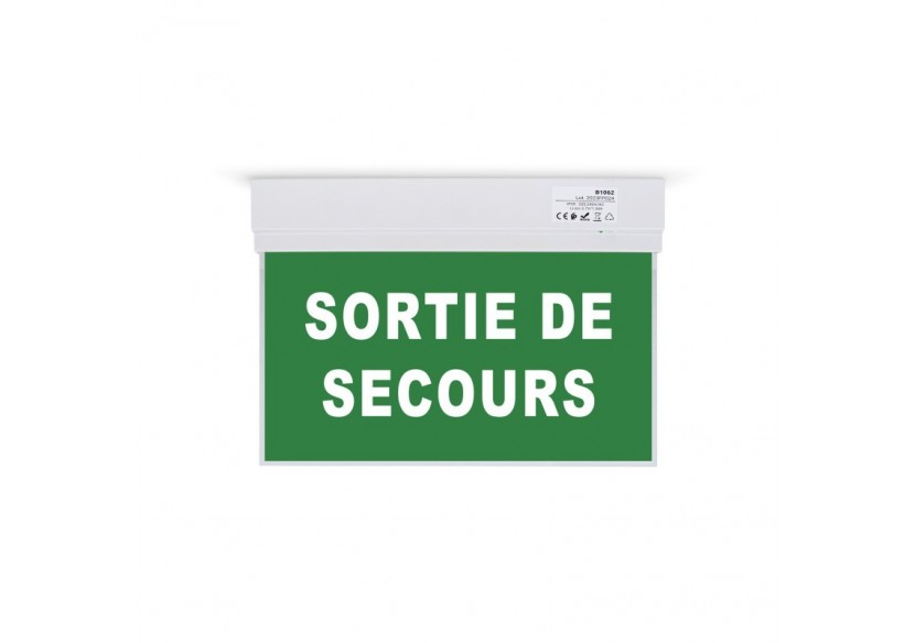Bloc autonome d'éclairage de sécurité avec panneau "SORTIE DE SECOURS"-Suspension - K-B1062-SSECOURS - Barcelona LED Bloc autonome d'éclairage de sécurité avec panneau "SORTIE DE SECOURS"-Suspension - K-B1062-SSECOURS - Barcelona LED