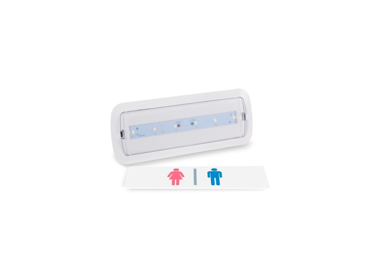 KIT pictogramme autocollant "TOILETTES" + Bloc autonome d'éclairage 3W - K-B1050PER-BAÑOS - Barcelona LED