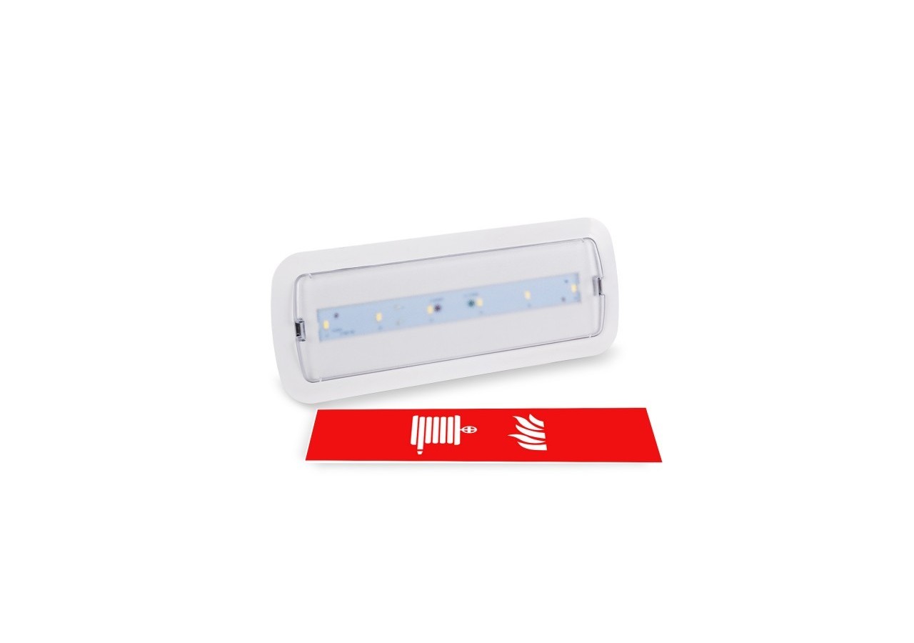KIT Pictogramme autocollant "ROBINET D'INCENDIE ARMÉ" + Bloc d'éclairage 3W - K-B1050-BOCAINCENDIO - Barcelona LED